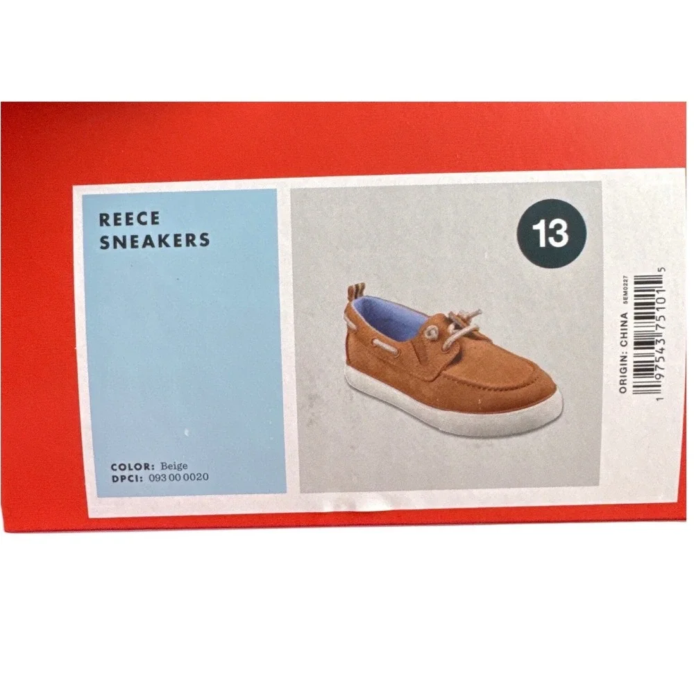 Cat & Jack Reece Boys Beige Boat Shoe Sneakers Size 13 Tan Faux Suede Casual NEW